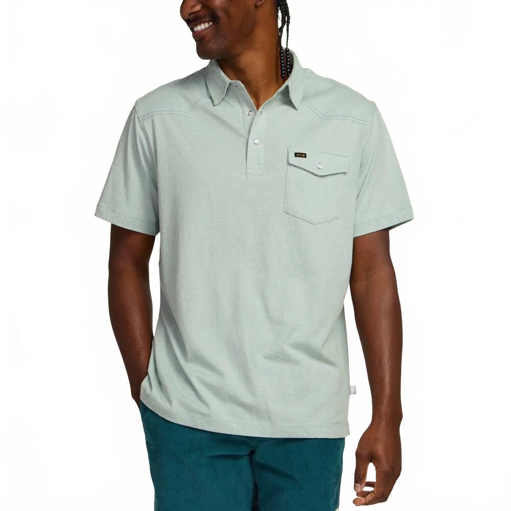 NEW HOWLER BROTHERS ranchero polo - single-button pocket in seafoam